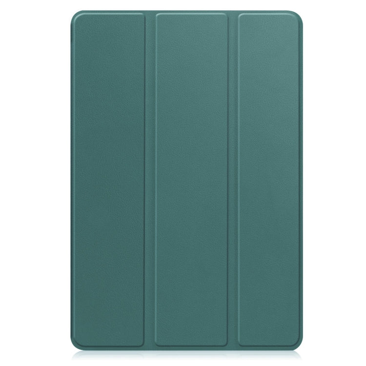 For Samsung Galaxy Tab A9+ Custer 3-folding Holder TPU Smart Leather Tablet Case(Dark Green) by bashfashion
