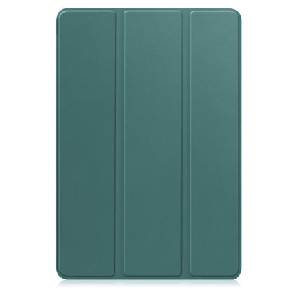 For Samsung Galaxy Tab A9+ Custer 3-folding Holder TPU Smart Leather Tablet Case(Dark Green) by bashfashion