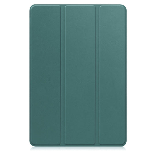 For Samsung Galaxy Tab A9+ Custer 3-folding Holder TPU Smart Leather Tablet Case(Dark Green) by bashfashion