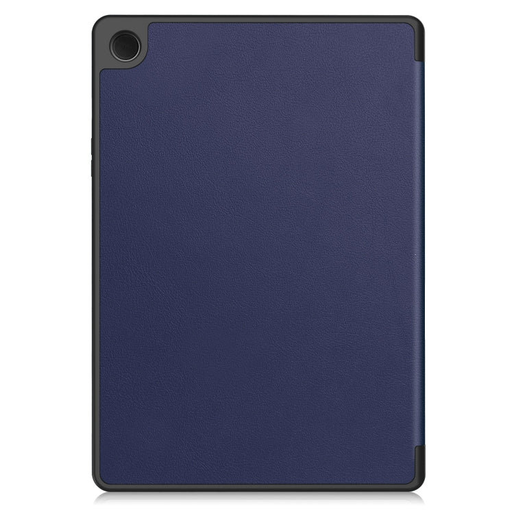 For Samsung Galaxy Tab A9+ Custer 3-folding Holder TPU Smart Leather Tablet Case(Dark Blue) by bashfashion
