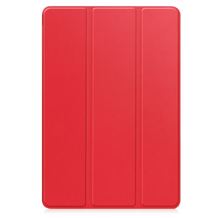 For Samsung Galaxy Tab A9+ Custer 3-folding Holder TPU Smart Leather Tablet Case(Red) by bashfashion