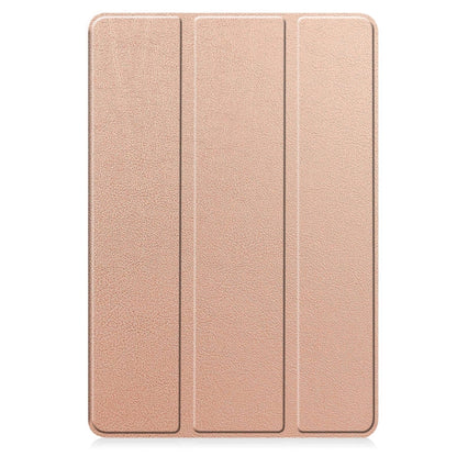 For Samsung Galaxy Tab A9+ Custer 3-folding Holder TPU Smart Leather Tablet Case(Rose Gold) by bashfashion