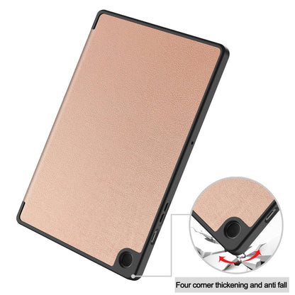 For Samsung Galaxy Tab A9+ Custer 3-folding Holder TPU Smart Leather Tablet Case(Rose Gold) by bashfashion