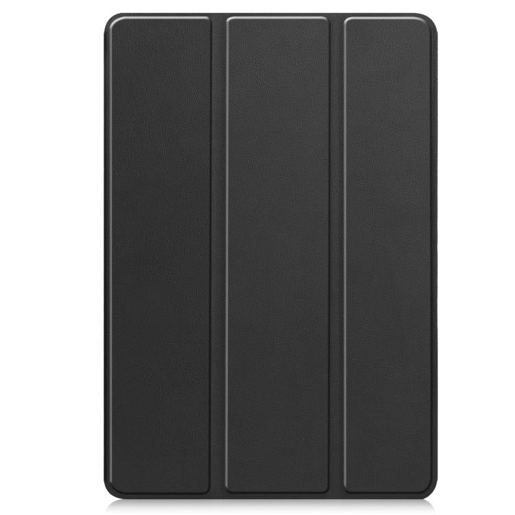 For Samsung Galaxy Tab S10 FE+ Custer 3-folding Holder TPU Smart Leather Tablet Case(Black) by bashfashion