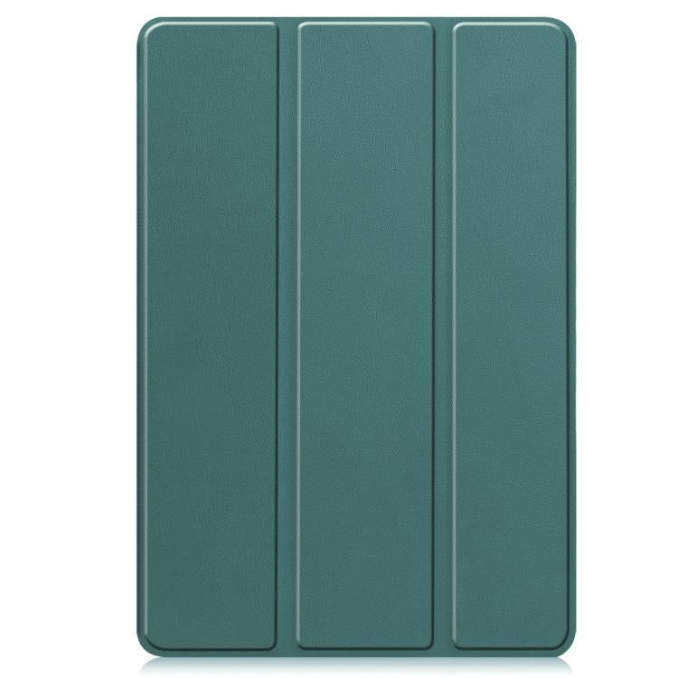 For Samsung Galaxy Tab S10 FE+ Custer 3-folding Holder TPU Smart Leather Tablet Case(Dark Green) by bashfashion