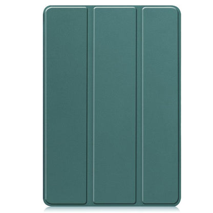 For Samsung Galaxy Tab S10 FE+ Custer 3-folding Holder TPU Smart Leather Tablet Case(Dark Green) by bashfashion