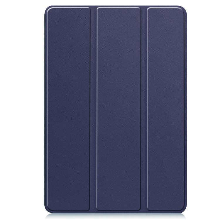 For Samsung Galaxy Tab S10 FE+ Custer 3-folding Holder TPU Smart Leather Tablet Case(Dark Blue) by bashfashion