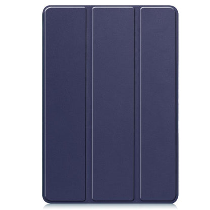 For Samsung Galaxy Tab S10 FE+ Custer 3-folding Holder TPU Smart Leather Tablet Case(Dark Blue) by bashfashion