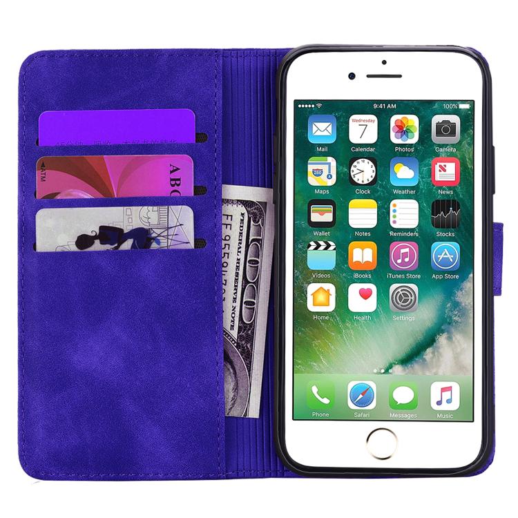 For iPhone 16e Mandala Embossed Dual-Fold Calf Leather Phone Case(Purple) by bashfashion