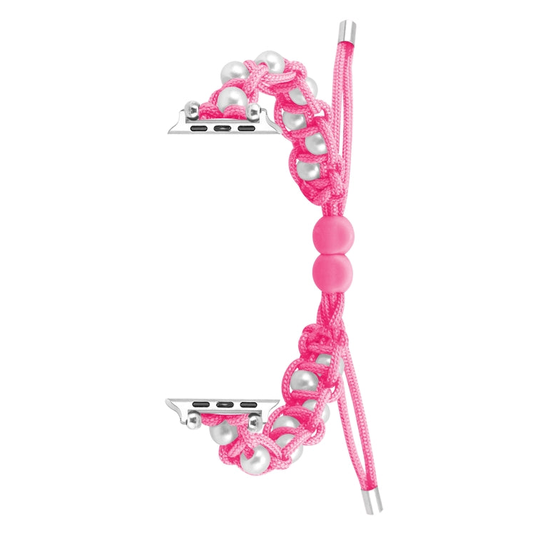 For Apple Watch SE 2023 40mm Paracord Gypsophila Beads Drawstring Braided Watch Band(Pink) by bashfashion