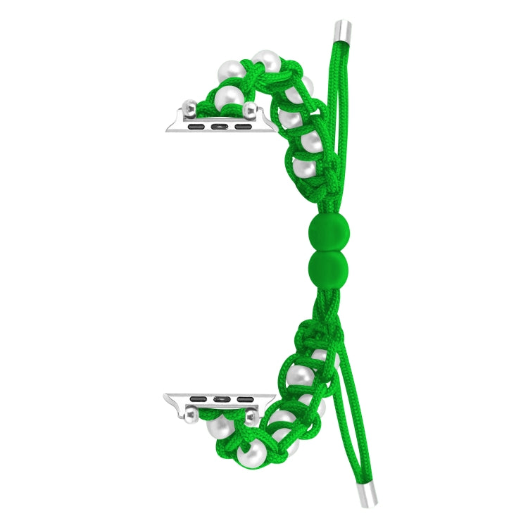 For Apple Watch SE 2023 40mm Paracord Gypsophila Beads Drawstring Braided Watch Band(Green) by bashfashion