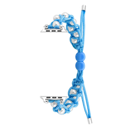 For Apple Watch Ultra 49mm Paracord Gypsophila Beads Drawstring Braided Watch Band(Blue) by bashfashion