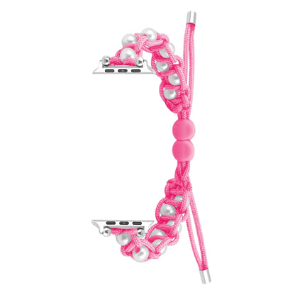 For Apple Watch Series 6 40mm Paracord Gypsophila Beads Drawstring Braided Watch Band(Pink) by bashfashion
