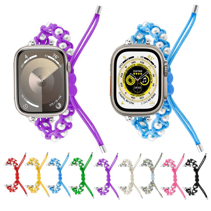 For Apple Watch Series 6 40mm Paracord Gypsophila Beads Drawstring Braided Watch Band(Purple) by bashfashion