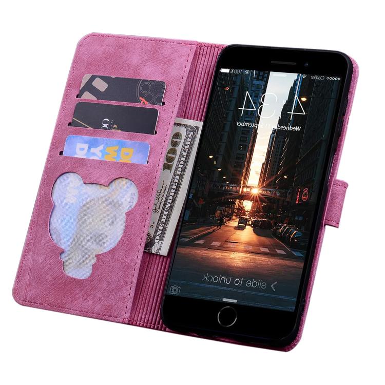 For iPhone 16e Cartoon Sakura Cat Embossed Leather Phone Case(Rose Red) by bashfashion