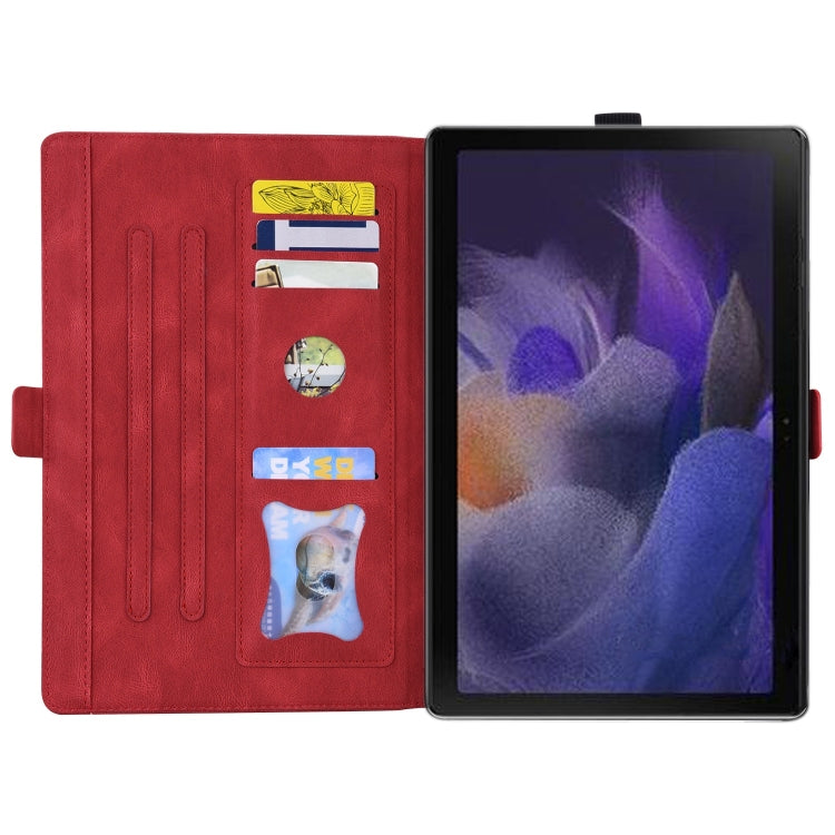 For Samsung Galaxy Tab A9 / A11 Love Butterfly Embossed Leather Tablet Case(Red) by bashfashion