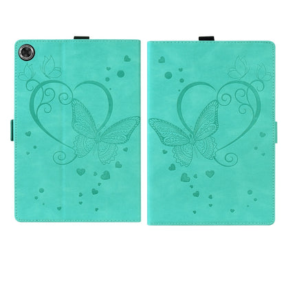 For Samsung Galaxy Tab A9 / A11 Love Butterfly Embossed Leather Tablet Case(Mint Green) by bashfashion
