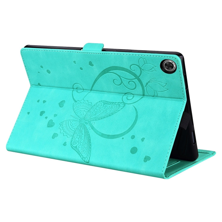 For Samsung Galaxy Tab A9+ / A11+ Love Butterfly Embossed Leather Tablet Case(Mint Green) by bashfashion