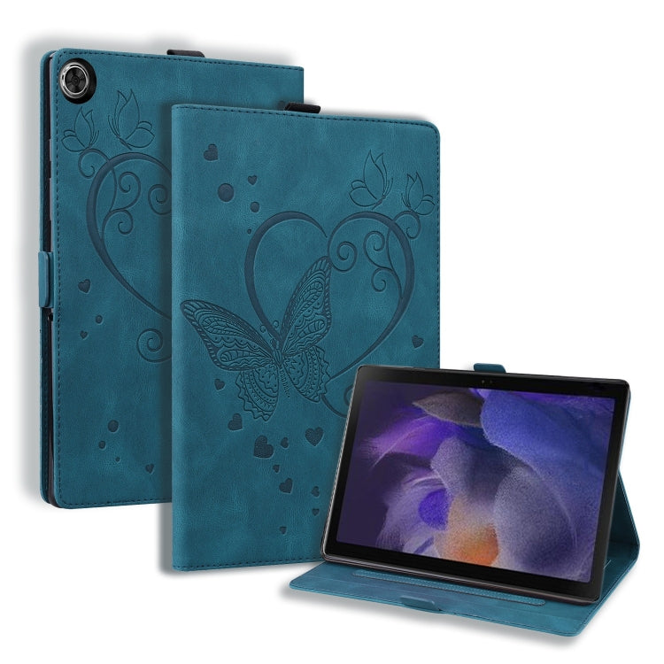 For Samsung Galaxy Tab A9+ / A11+ Love Butterfly Embossed Leather Tablet Case(Blue) by bashfashion