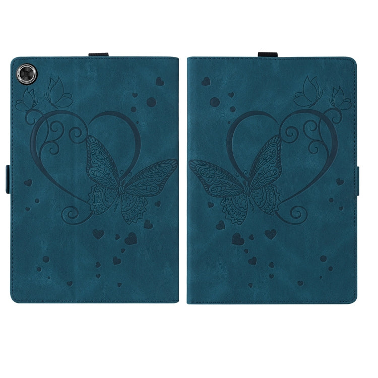 For Samsung Galaxy Tab A9+ / A11+ Love Butterfly Embossed Leather Tablet Case(Blue) by bashfashion