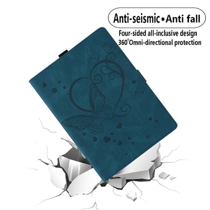 For Samsung Galaxy Tab A9+ / A11+ Love Butterfly Embossed Leather Tablet Case(Blue) by bashfashion