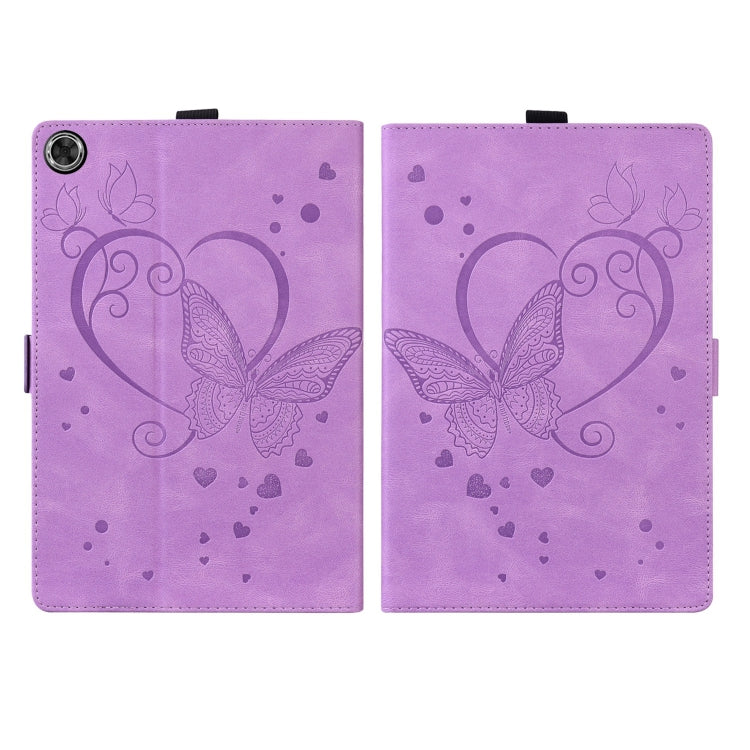For Samsung Galaxy Tab A9+ / A11+ Love Butterfly Embossed Leather Tablet Case(Purple) by bashfashion
