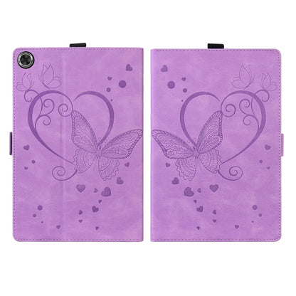 For Samsung Galaxy Tab A9+ / A11+ Love Butterfly Embossed Leather Tablet Case(Purple) by bashfashion