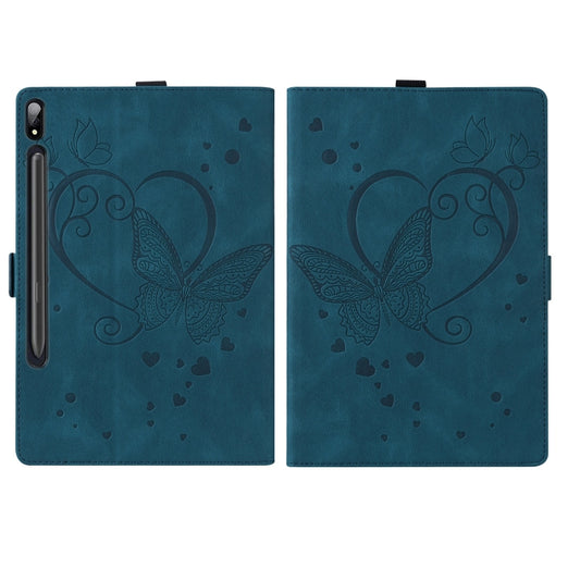 For Samsung Galaxy Tab S9 FE Love Butterfly Embossed Leather Tablet Case(Blue) by bashfashion