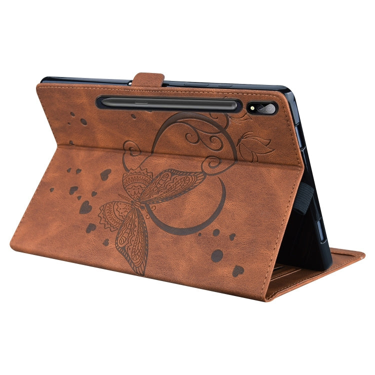 For Samsung Galaxy Tab S9 FE Love Butterfly Embossed Leather Tablet Case(Brown) by bashfashion