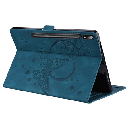 For Samsung Galaxy Tab S9 FE+ Love Butterfly Embossed Leather Tablet Case(Blue) by bashfashion