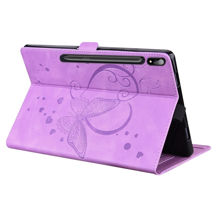 For Samsung Galaxy Tab S9 FE+ Love Butterfly Embossed Leather Tablet Case(Purple) by bashfashion