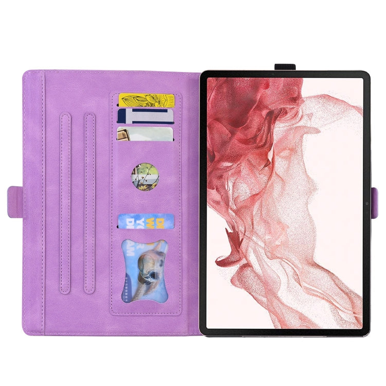 For Samsung Galaxy Tab S9 FE+ Love Butterfly Embossed Leather Tablet Case(Purple) by bashfashion
