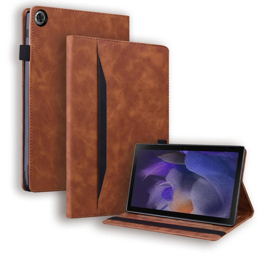For Samsung Galaxy Tab A9 / A11 Splicing Shockproof Leather Tablet Case(Brown) by bashfashion