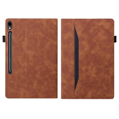For Samsung Galaxy Tab S9 FE Splicing Shockproof Leather Tablet Case(Brown) by bashfashion