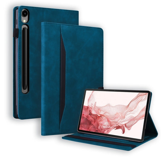 For Samsung Galaxy Tab S9 FE Splicing Shockproof Leather Tablet Case(Blue) by bashfashion