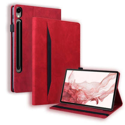 For Samsung Galaxy Tab S9 FE+ Splicing Shockproof Leather Tablet Case(Red) by bashfashion
