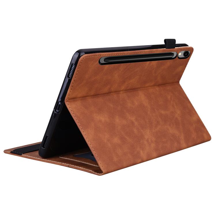 For Samsung Galaxy Tab S10 FE+ Splicing Shockproof Leather Tablet Case(Brown) by bashfashion