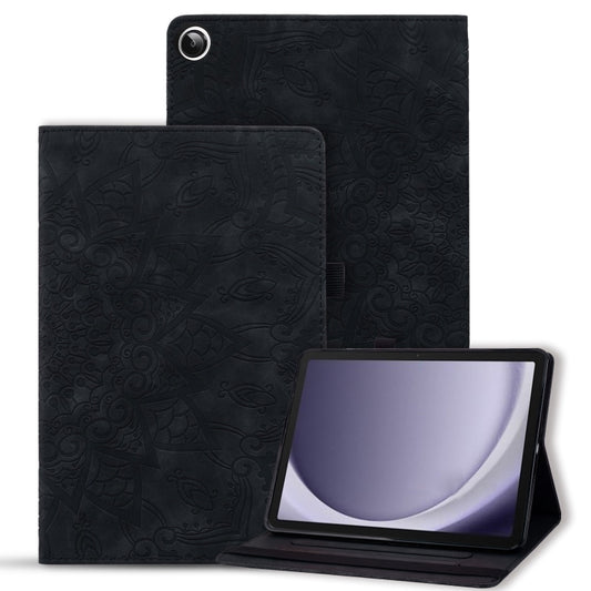 For Samsung Galaxy Tab A11+ / A9+ Calf Texture Embossed Leather Tablet Case(Black) by bashfashion