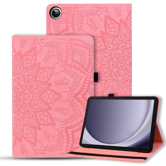 For Samsung Galaxy Tab A11 / A9 Calf Texture Embossed Leather Tablet Case(Pink) by bashfashion