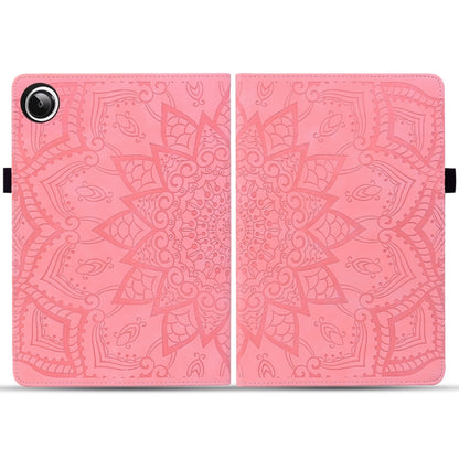 For Samsung Galaxy Tab A11 / A9 Calf Texture Embossed Leather Tablet Case(Pink) by bashfashion