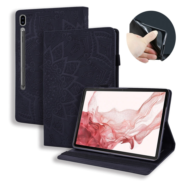For Samsung Galaxy Tab S9 FE+ Calf Texture Embossed Leather Tablet Case(Black) by bashfashion