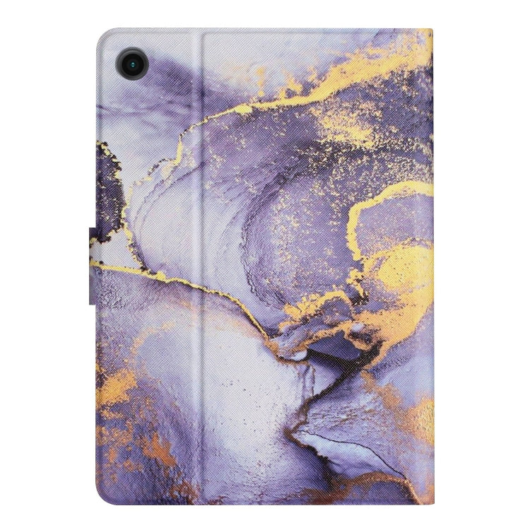 For Samsung Galaxy Tab A11 / A9 Marble Pattern Smart PU Tablet Case with Sleep / Wake-up Function(Purple) by bashfashion