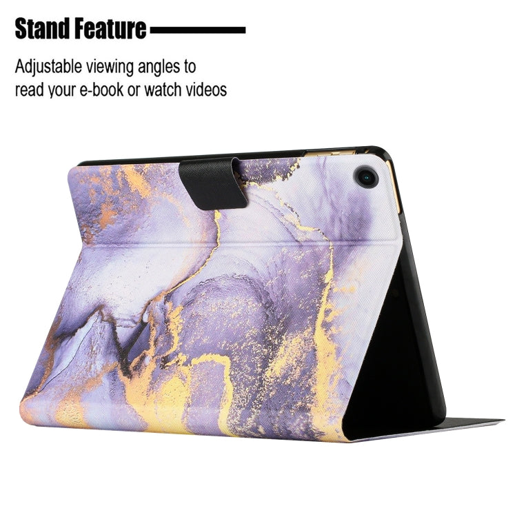 For Samsung Galaxy Tab A11 / A9 Marble Pattern Smart PU Tablet Case with Sleep / Wake-up Function(Purple) by bashfashion