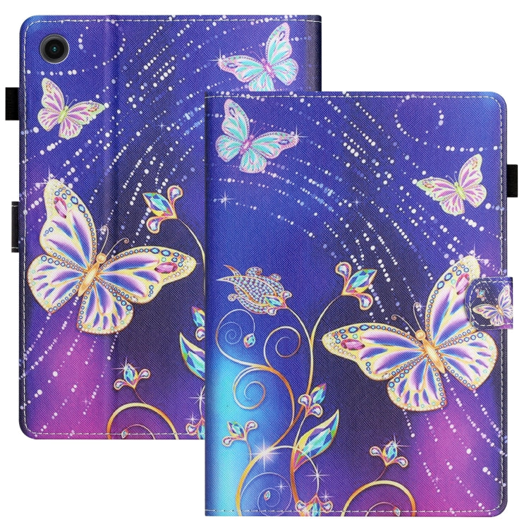 For Samsung Galaxy Tab A11+ / A9+ Coloured Drawing Stitching Smart PU Tablet Case with Sleep / Wake-up Function(Butterfly) by bashfashion