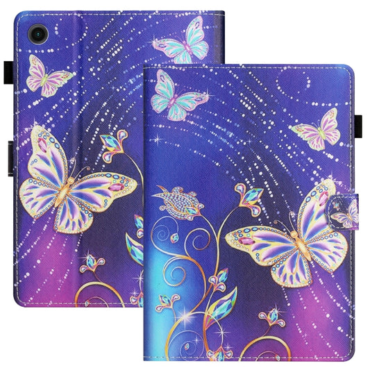 For Samsung Galaxy Tab A11+ / A9+ Coloured Drawing Stitching Smart PU Tablet Case with Sleep / Wake-up Function(Butterfly) by bashfashion