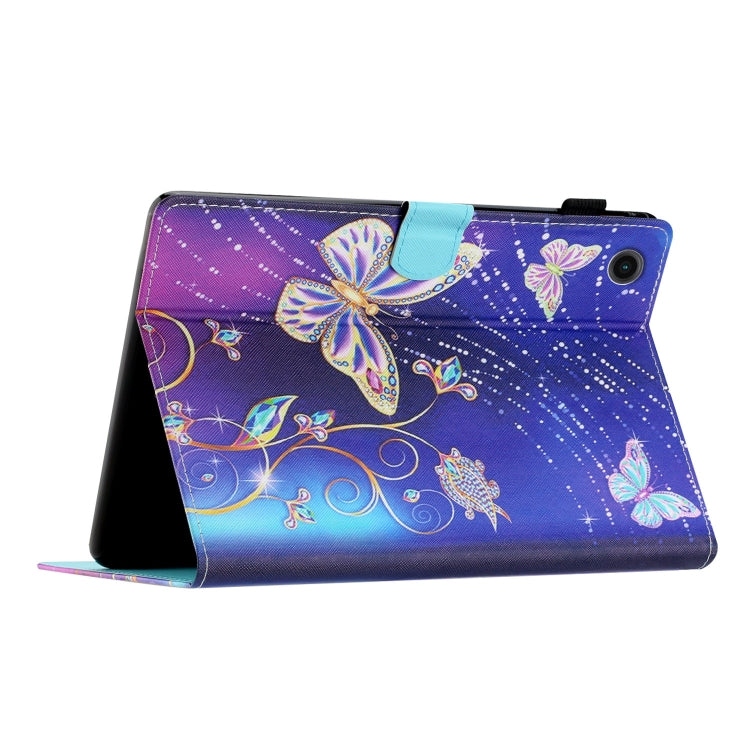 For Samsung Galaxy Tab A11+ / A9+ Coloured Drawing Stitching Smart PU Tablet Case with Sleep / Wake-up Function(Butterfly) by bashfashion