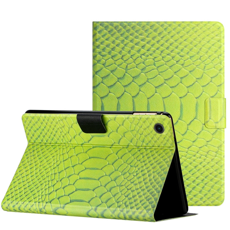 For Samsung Galaxy Tab A11+ / A9+ Solid Color Crocodile Texture Smart PU Tablet Case with Sleep / Wake-up Function(Green) by bashfashion