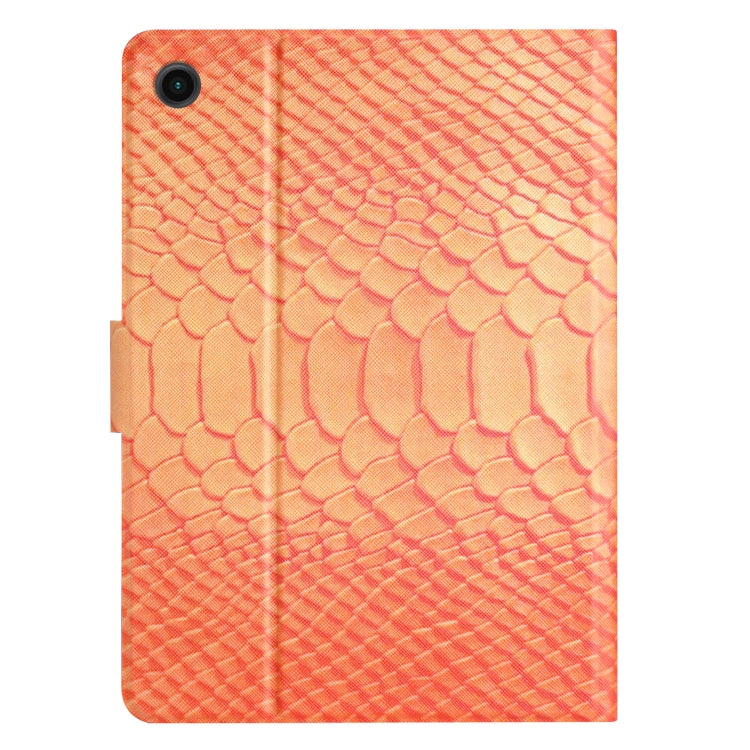 For Samsung Galaxy Tab A11 / A9 Solid Color Crocodile Texture Smart PU Tablet Case with Sleep / Wake-up Function(Orange) by bashfashion