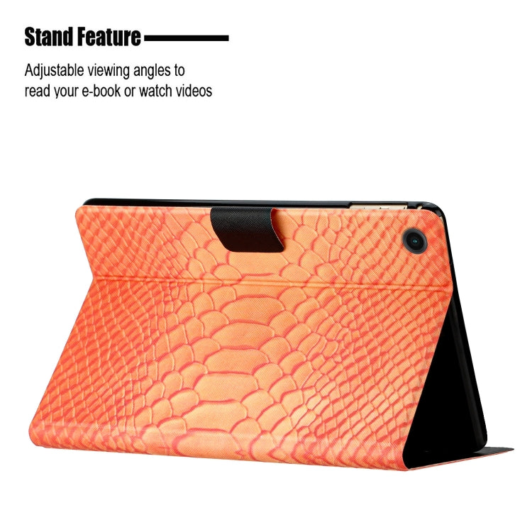 For Samsung Galaxy Tab A11 / A9 Solid Color Crocodile Texture Smart PU Tablet Case with Sleep / Wake-up Function(Orange) by bashfashion
