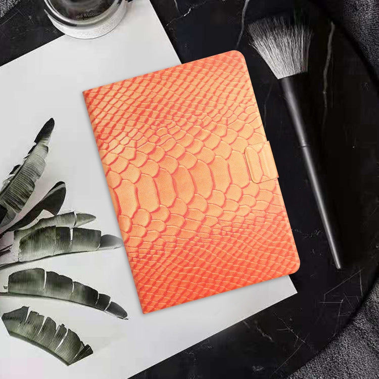 For Samsung Galaxy Tab A11 / A9 Solid Color Crocodile Texture Smart PU Tablet Case with Sleep / Wake-up Function(Orange) by bashfashion
